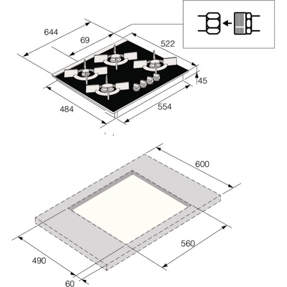 Gas hob ASKO HG8640BGB1